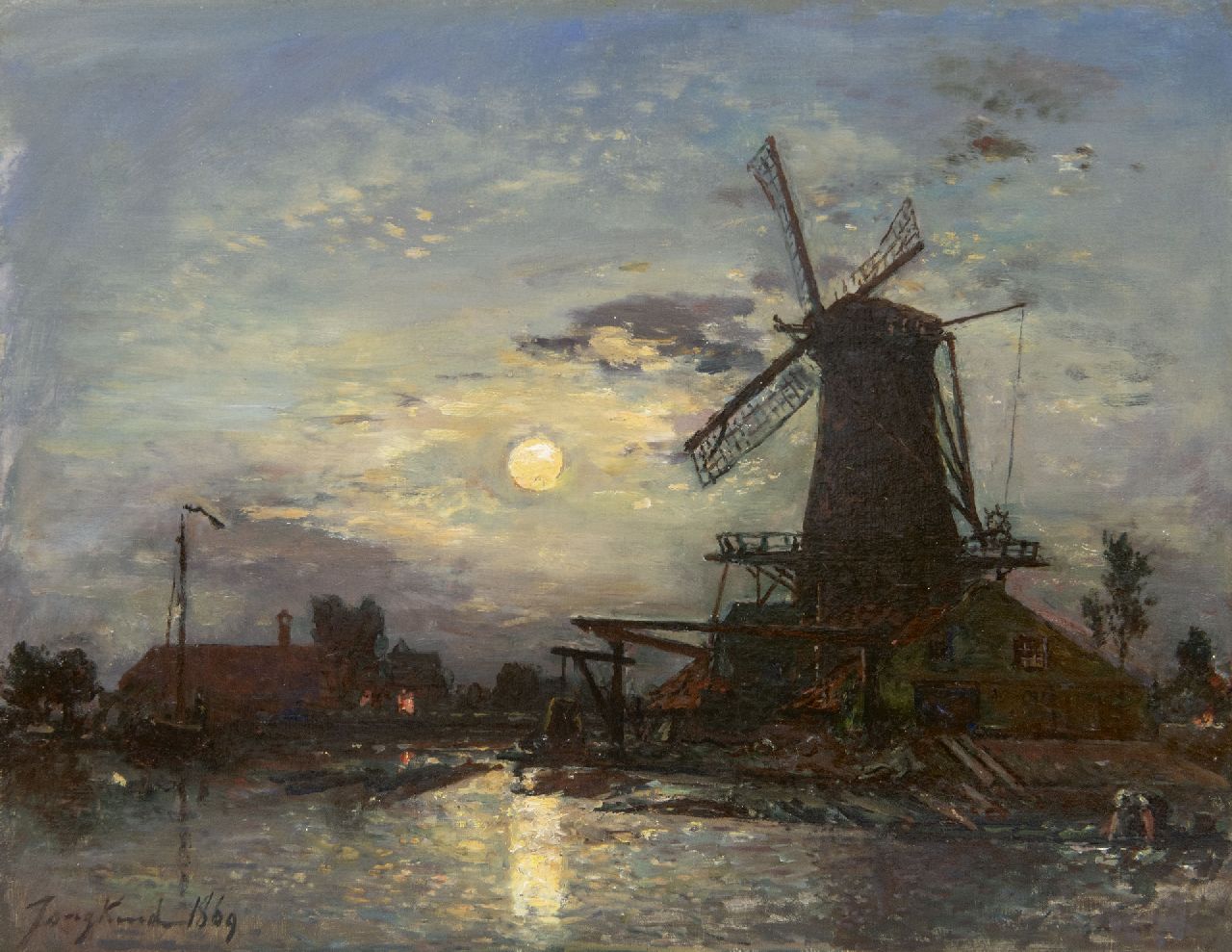 Jongkind J.B.  | Johan Barthold Jongkind, De Maas in de buurt van Rotterdam, olieverf op doek 33,5 x 42,5 cm, gesigneerd linksonder en gedateerd 1869