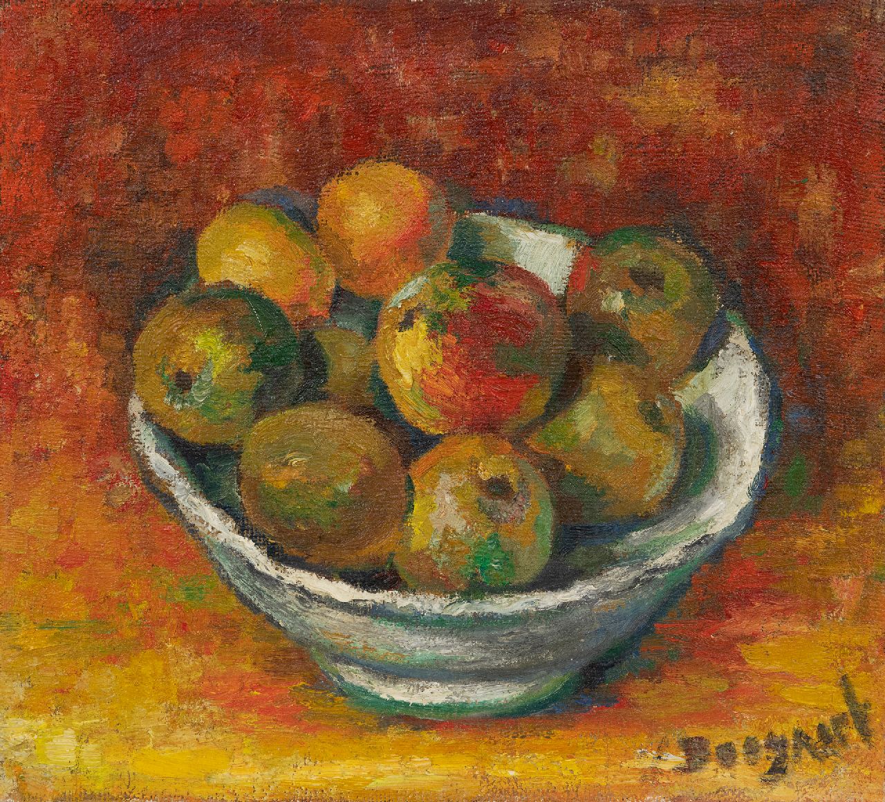 Bram Bogart | Stilleven met appels, olieverf op doek, 40,3 x 45,1 cm, gesigneerd r.o.