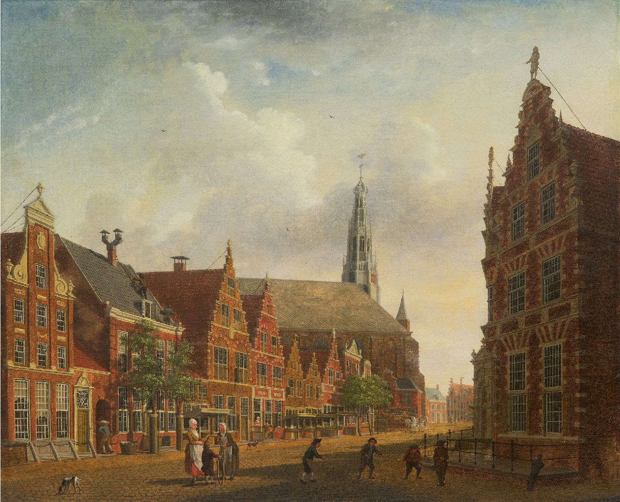 Ouwater I.  | Isaac Ouwater, Gezicht op de Nieuwstraat in Hoorn, olieverf op doek 36,7 x 43,8 cm, gesigneerd rechtsonder en gedateerd 1785