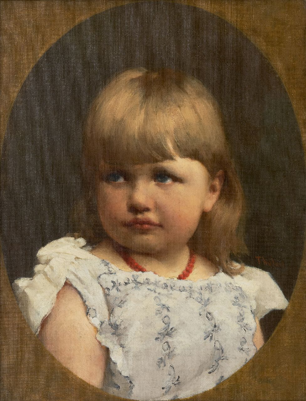Tholen W.B.  | Willem Bastiaan Tholen | Schilderijen te koop aangeboden | Kinderportret, olieverf op doek 44,3 x 34,2 cm, gesigneerd rechts van het midden