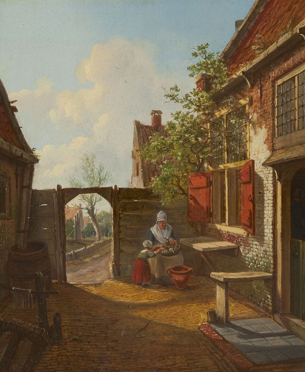 Carel Lodewijk Hansen | Hollands binnenplaatsje, olieverf op paneel, 37,8 x 31,4 cm, gesigneerd l.o.
