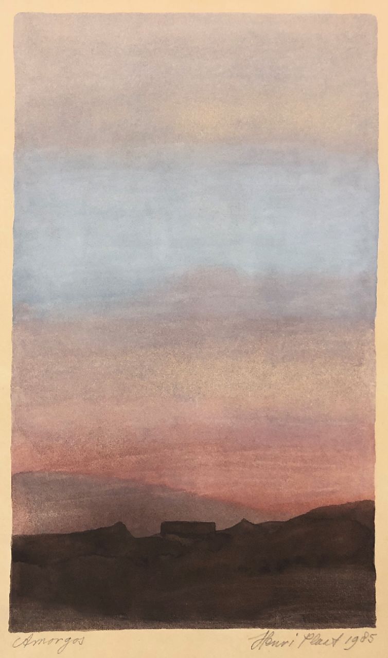Henri | Amorgos, gouache op papier, 22,7 x 13,8 cm, gesigneerd r.o. (in potlood) en gedateerd 1985 (in potlood)