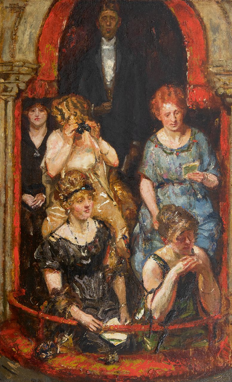 Martin Monnickendam | Loge in de schouwburg, olieverf op doek, 84,0 x 51,5 cm, gesigneerd l.b. en gedateerd 1922
