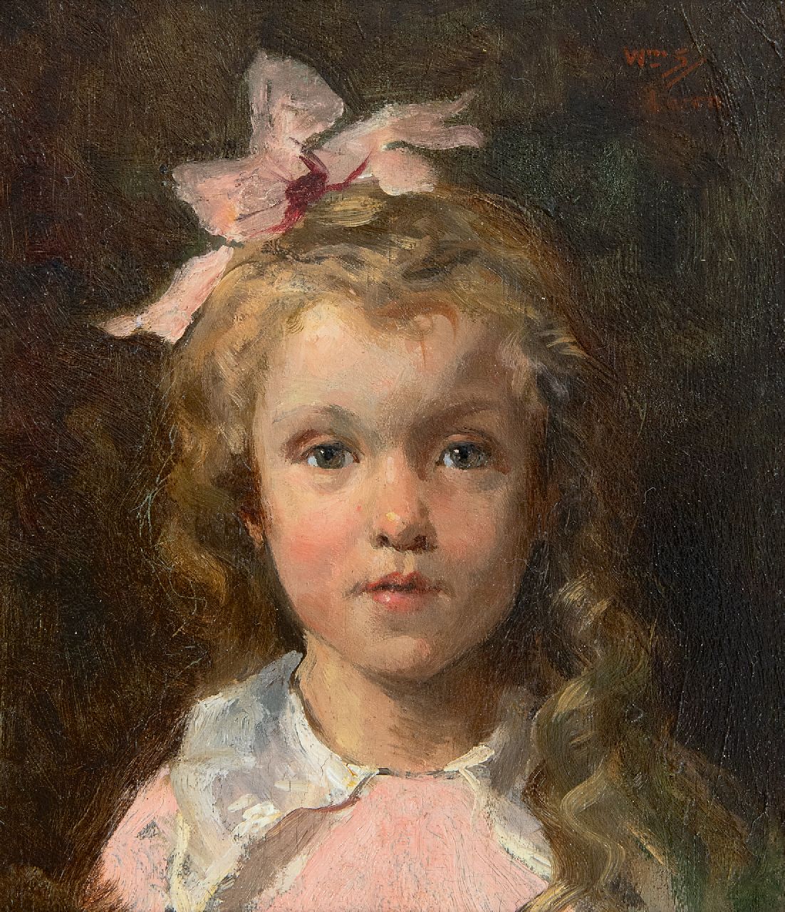 Steelink jr. W.  | Willem Steelink jr., Portret van Johanna Wijtman, kleindochter van de kunstenaar, olieverf op paneel 15,4 x 13,2 cm, gesigneerd rechtsboven met initialen