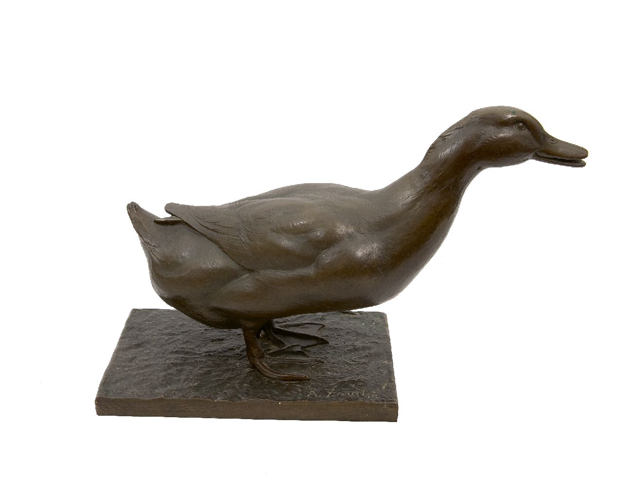 Oswald Zauche | Eend, brons, 39,0 x 59,0 cm, gesigneerd op basis