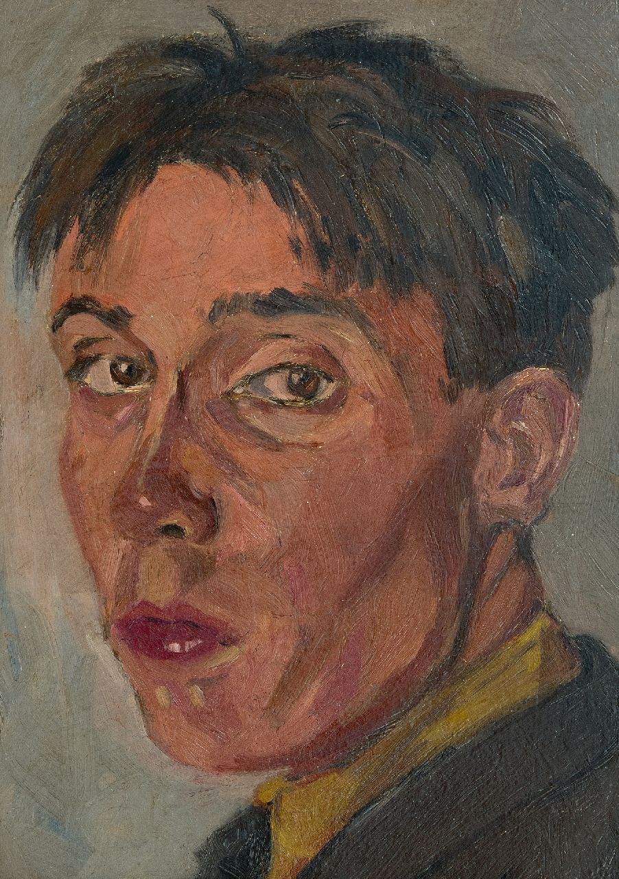 Dick Ket | Zelfportret, naar links gewend, olieverf op board, 33,5 x 24,0 cm, te dateren ca. 1924