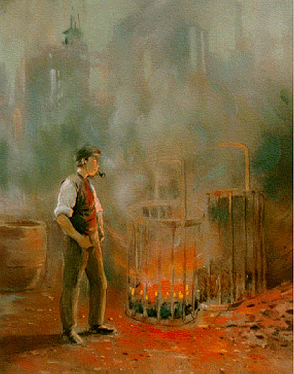 Heijenbrock J.C.H.  | Johan Coenraad Hermann 'Herman' Heijenbrock, Bij het vuur, pastel op papier 50,0 x 41,0 cm, gesigneerd rechtsonder en gedateerd 1914