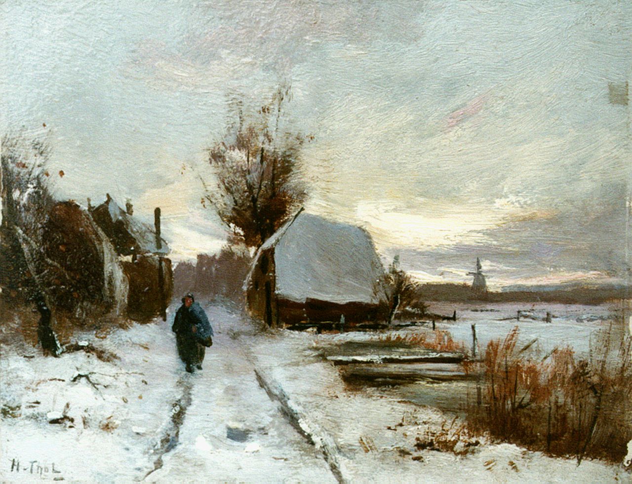 Hendrik Otto van Thol | Winterlandschap, 18,8 x 24,5 cm, gesigneerd l.o.