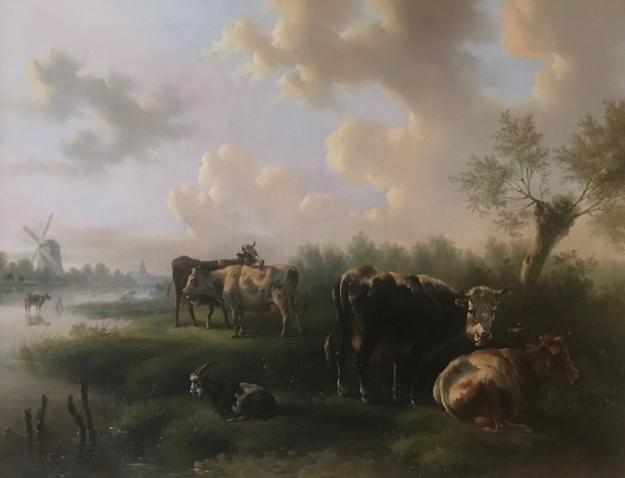 Verhoesen A.  | Albertus Verhoesen | Schilderijen te koop aangeboden | Rustend vee bij een rivier, olieverf op doek 62,2 x 80,0 cm, gesigneerd middenonder en gedateerd 1849