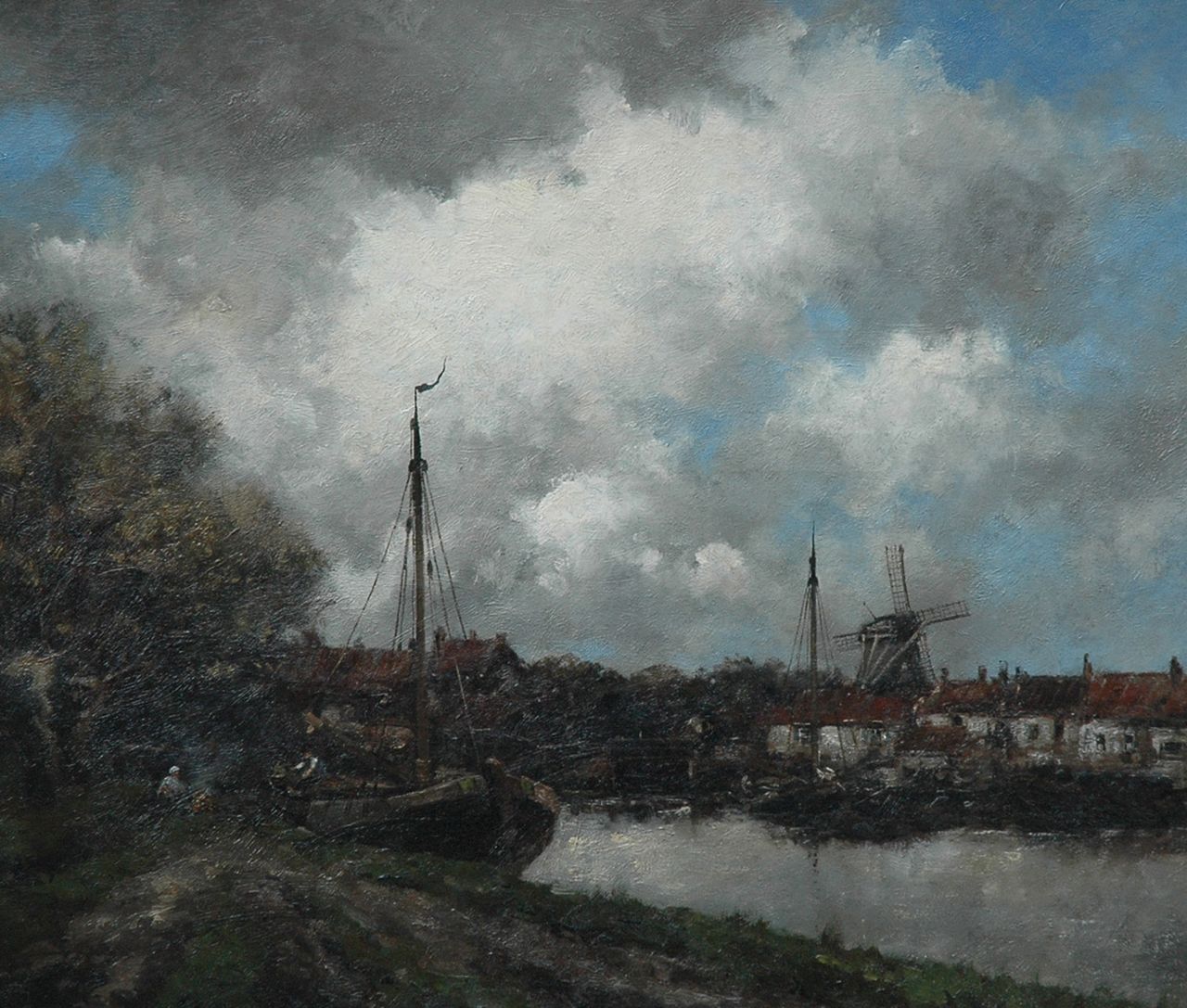 Koekkoek jr. H.  | Hermanus Koekkoek jr., Langs de Vecht, olieverf op doek 75,0 x 86,0 cm, gesigneerd linksonder met pseudoniem 'Jan van Couver'