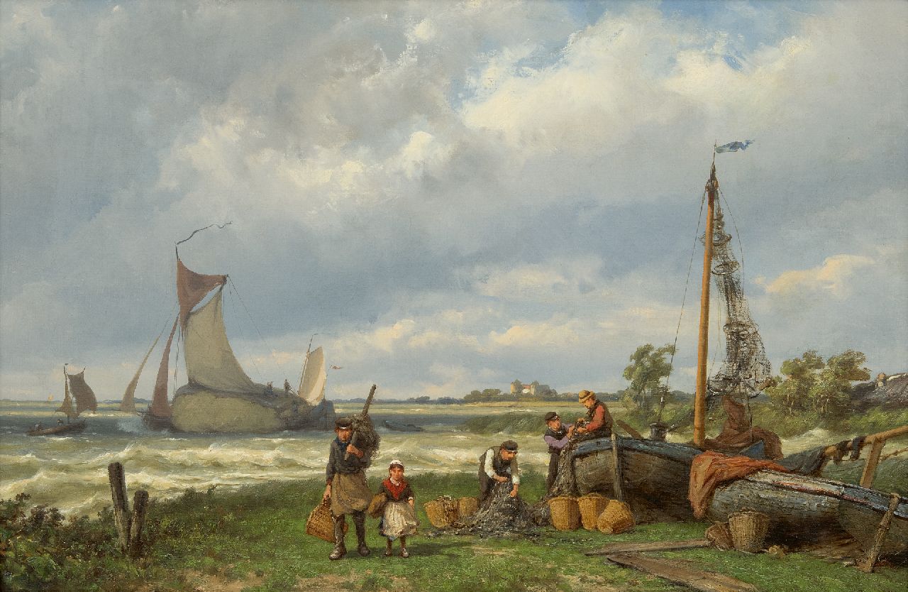 Koekkoek J.H.B.  | Johannes Hermanus Barend 'Jan H.B.' Koekkoek, Bij de Zuiderzee, olieverf op doek 42,8 x 67,2 cm, gesigneerd verso en verso gedateerd 1881