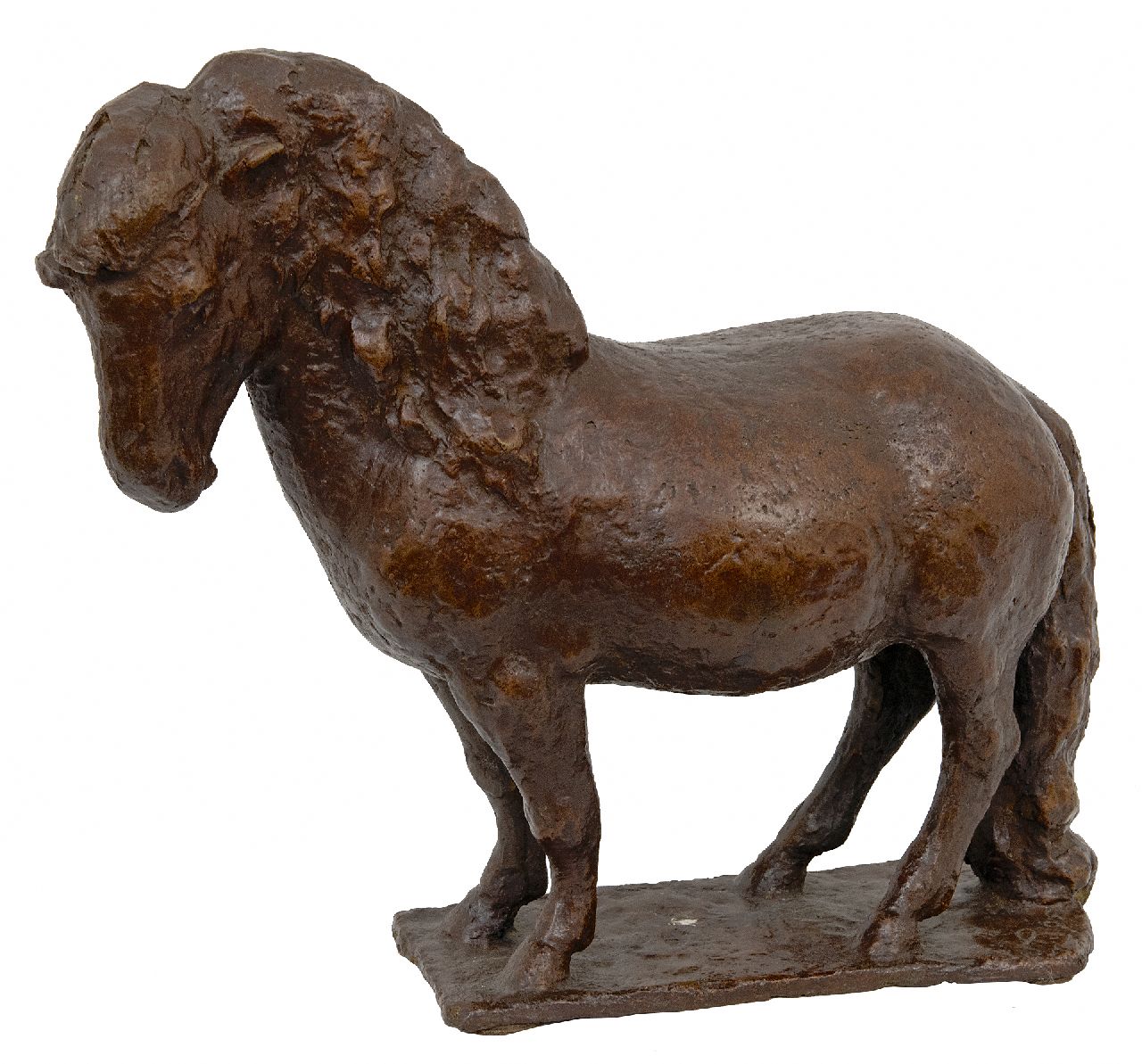 Han Rädecker | Paard, brons, 27,0 x 30,0 cm, gesigneerd op de basis met monogram