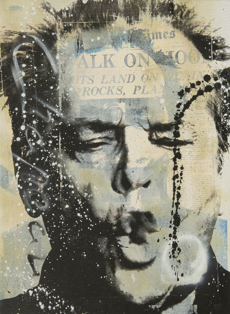 Chapeau R.  | Ronald Chapeau | Schilderijen te koop aangeboden | Jack Nicholson, gemengde techniek op doek 74,9 x 55,2 cm, gesigneerd links van het midden