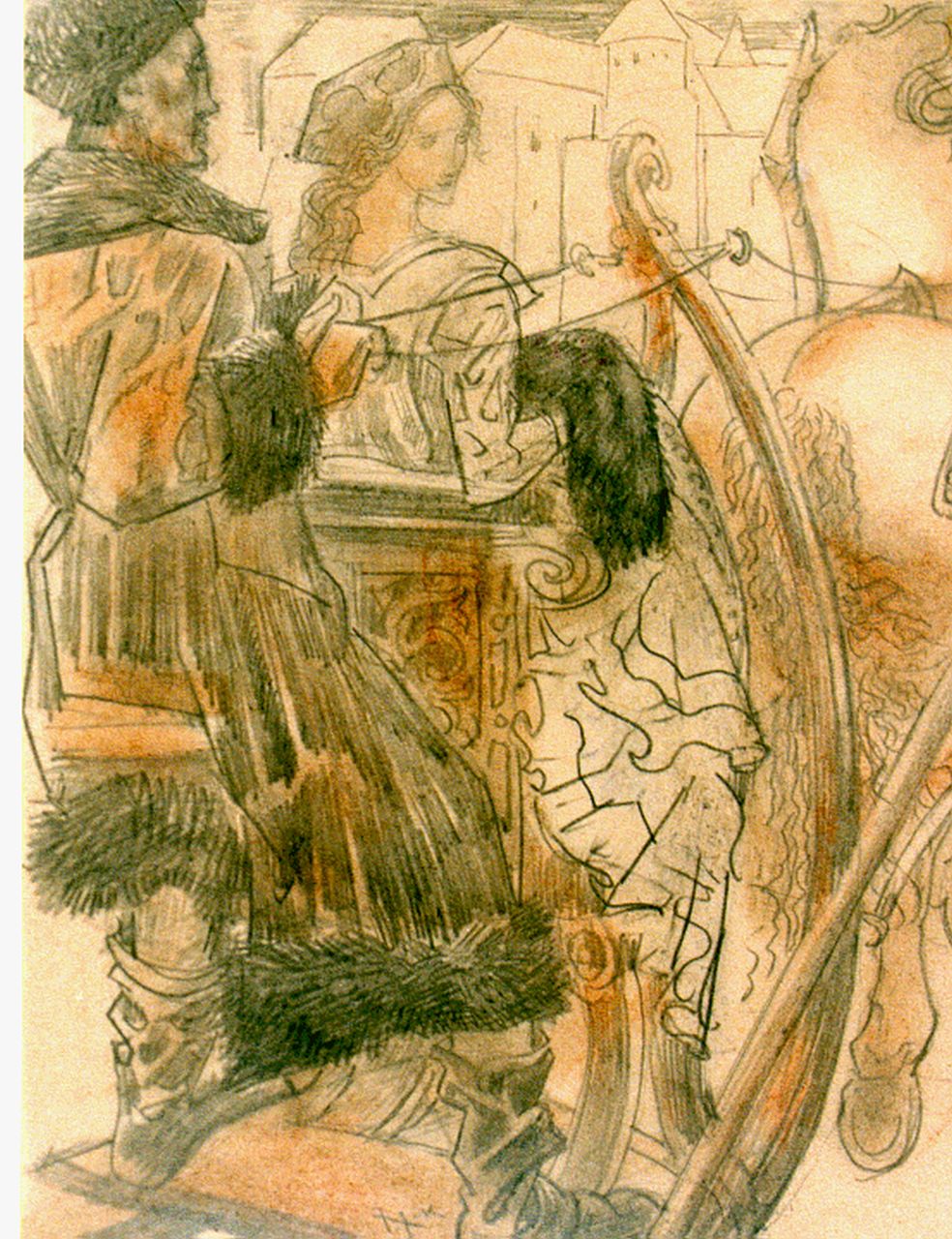 Konijnenburg W.A. van | Willem Adriaan van Konijnenburg, Arrenslee, gemengde techniek op papier 11,5 x 9,0 cm, gesigneerd linksonder monogram en gedateerd '42
