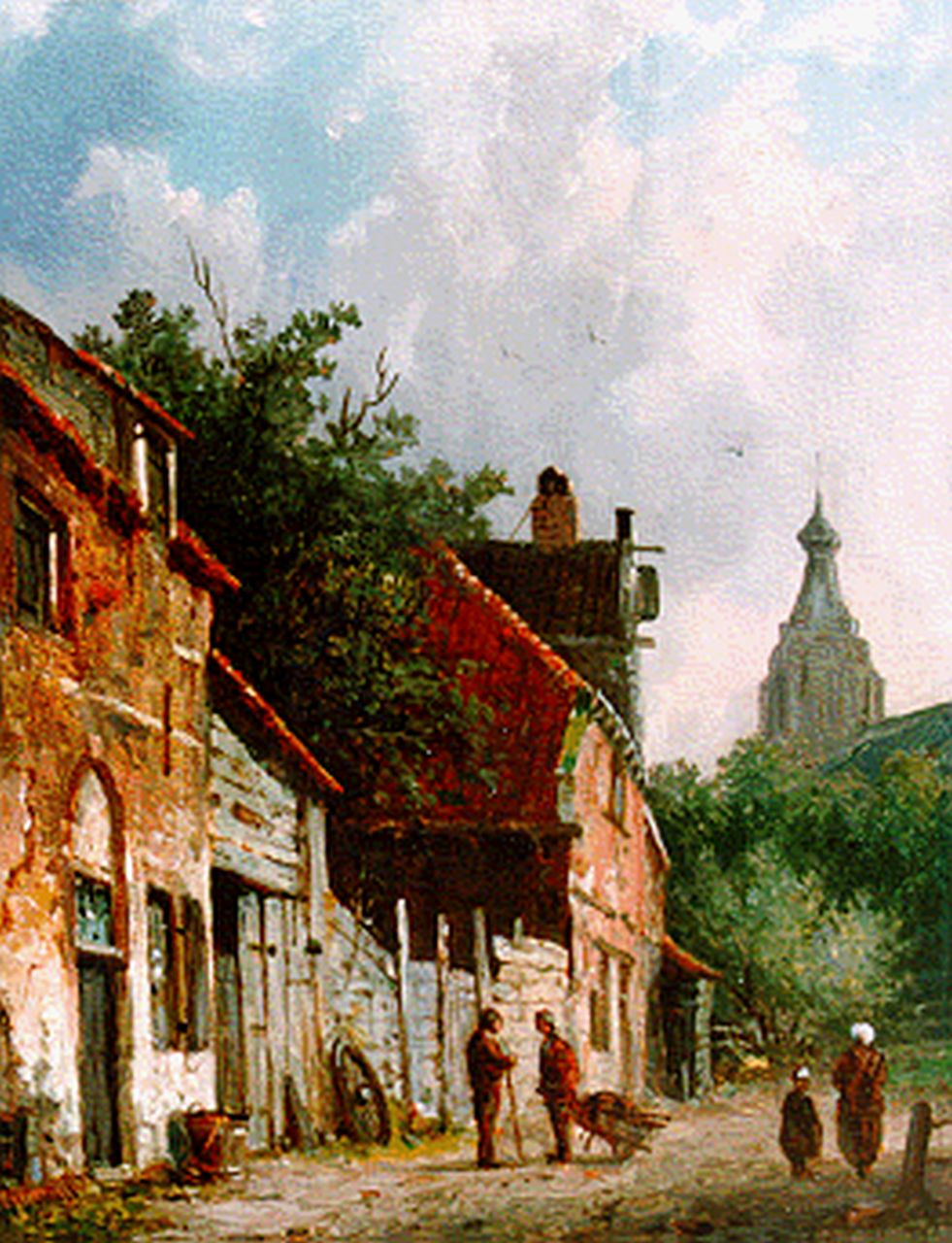 Eversen A.  | Adrianus Eversen, Stadsgezicht Delft, olieverf op paneel 19,0 x 14,6 cm, gesigneerd rechtsonder