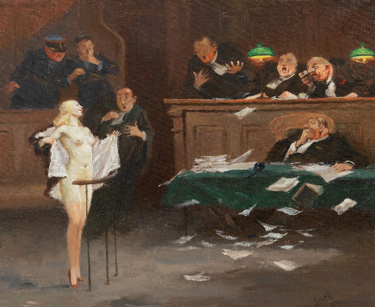 Hoffmann G.  | Gaston Hoffmann | Schilderijen te koop aangeboden | Le dernier argument, olieverf op doek 38,1 x 46,0 cm, gesigneerd rechtsonder