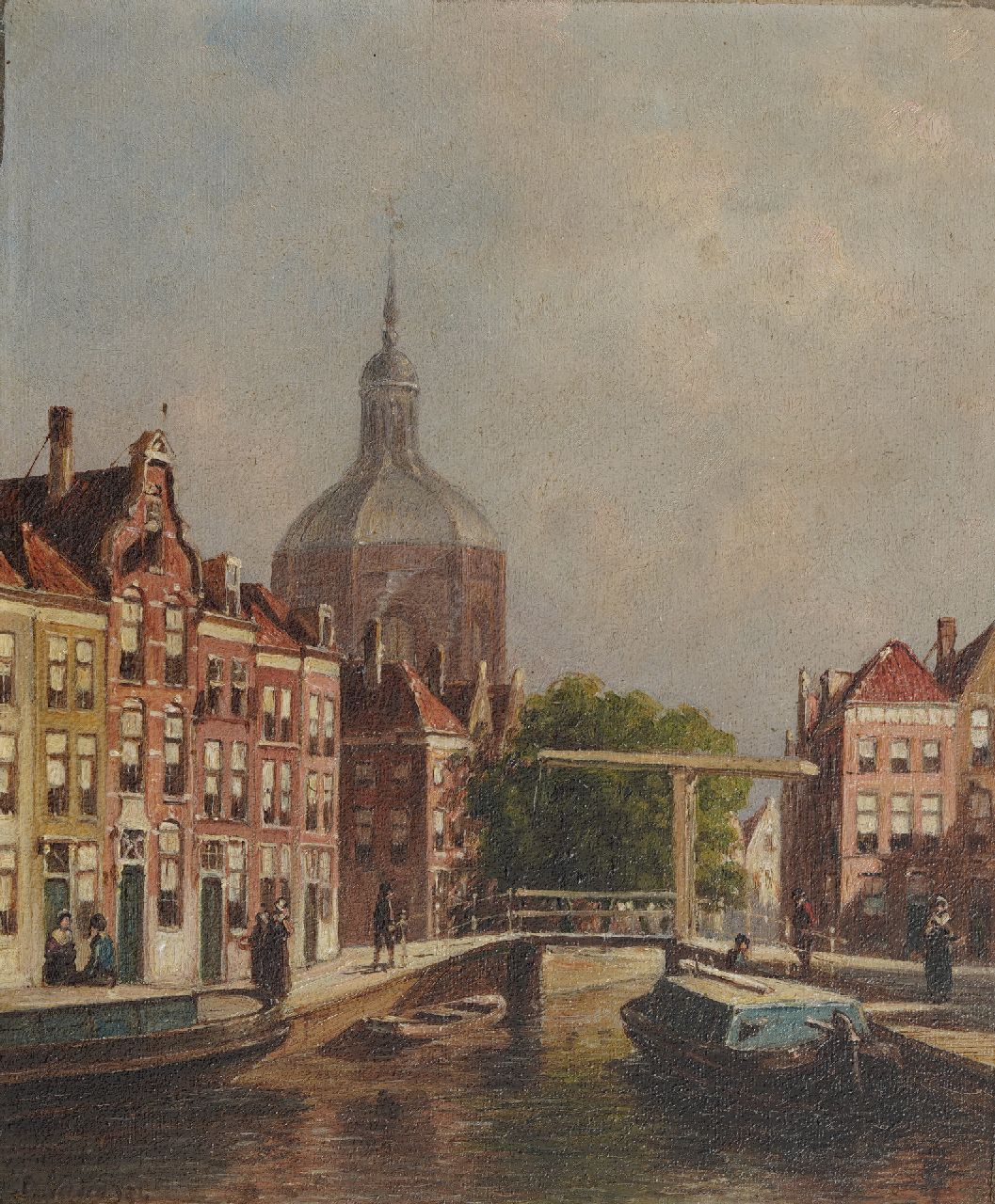 Vertin P.G.  | Petrus Gerardus Vertin, Stadsgezicht te Leiden, olieverf op paneel 20,0 x 23,5 cm, gedateerd 1834