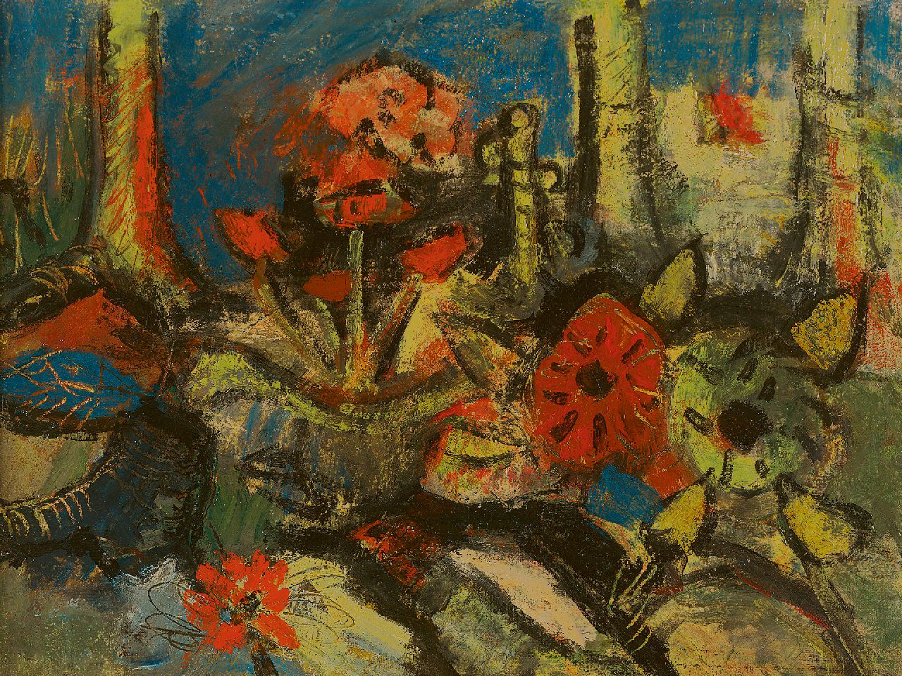 Kruyder H.J.  | 'Herman' Justus Kruyder | Schilderijen te koop aangeboden | Bloemen en bomen, olieverf op doek 30,7 x 40,4 cm, te dateren ca. 1925