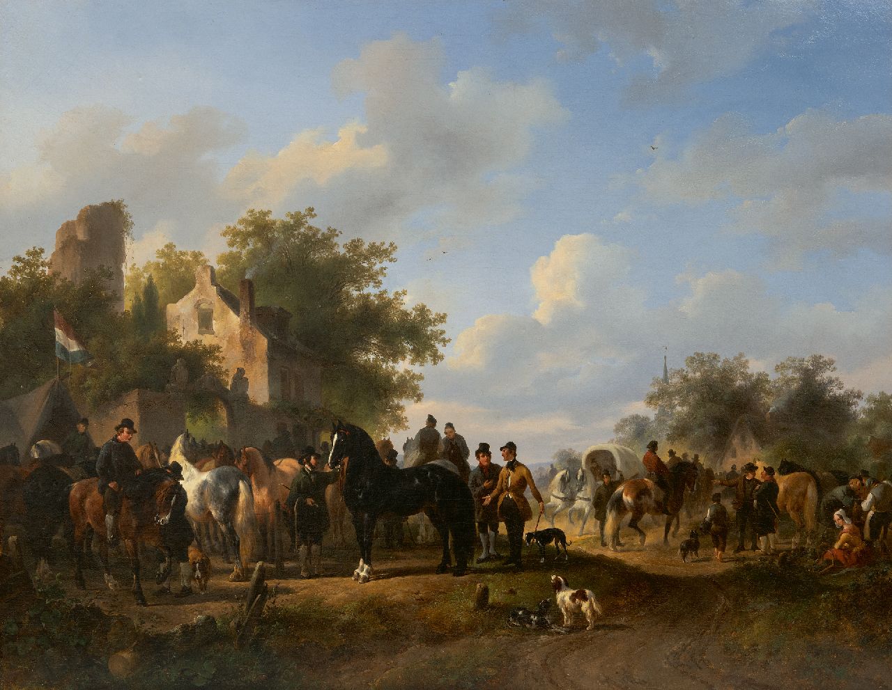 Verschuur W.  | Wouterus Verschuur | Schilderijen te koop aangeboden | Paardenmarkt, olieverf op doek 57,3 x 72,8 cm, gesigneerd middenonder