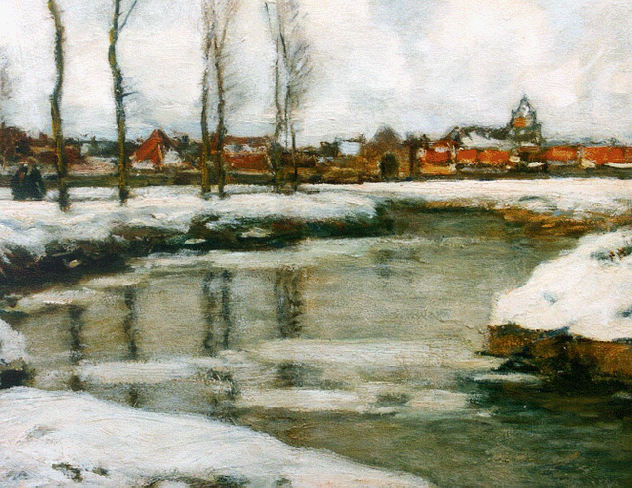 Soest L.W. van | 'Louis' Willem van Soest, Gezicht op winterse stad, 36,1 x 46,4 cm
