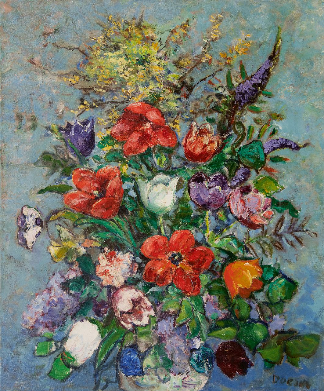 Jacobus Doeser | Zomerbloemen, olieverf op doek, 94,8 x 78,0 cm, gesigneerd r.o.