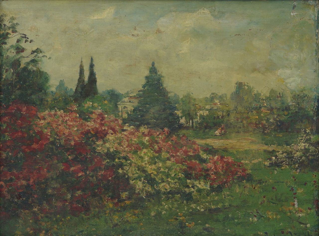 Dirckx A.B.  | Antonius Bernardus 'Anton' Dirckx | Schilderijen te koop aangeboden | Park in de zomer, olieverf op doek 30,4 x 40,2 cm, gesigneerd rechtsonder