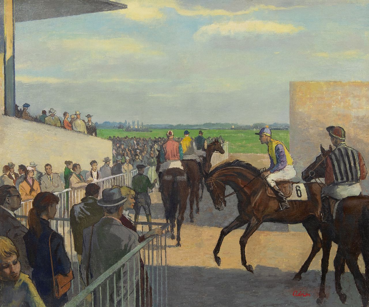 Adrion L.  | Lucien Adrion | Schilderijen te koop aangeboden | Paardenrace in Deauville, olieverf op doek 50,4 x 60,7 cm, gesigneerd rechtsonder