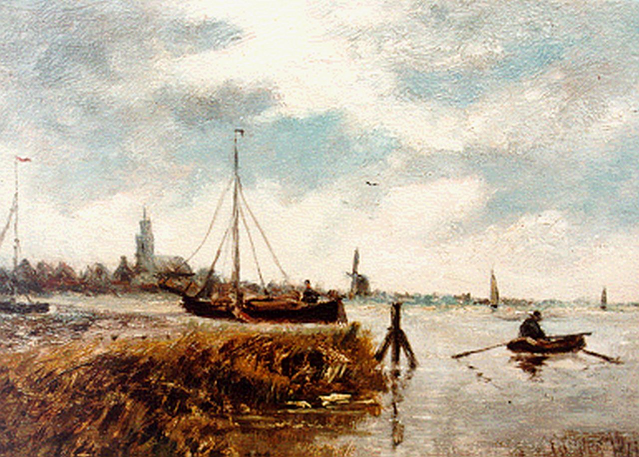 Oosterzee H.A. van | Hermannus Adrianus van Oosterzee, Riviergezichtje, olieverf op paneel 12,5 x 17,4 cm, gesigneerd rechtsonder