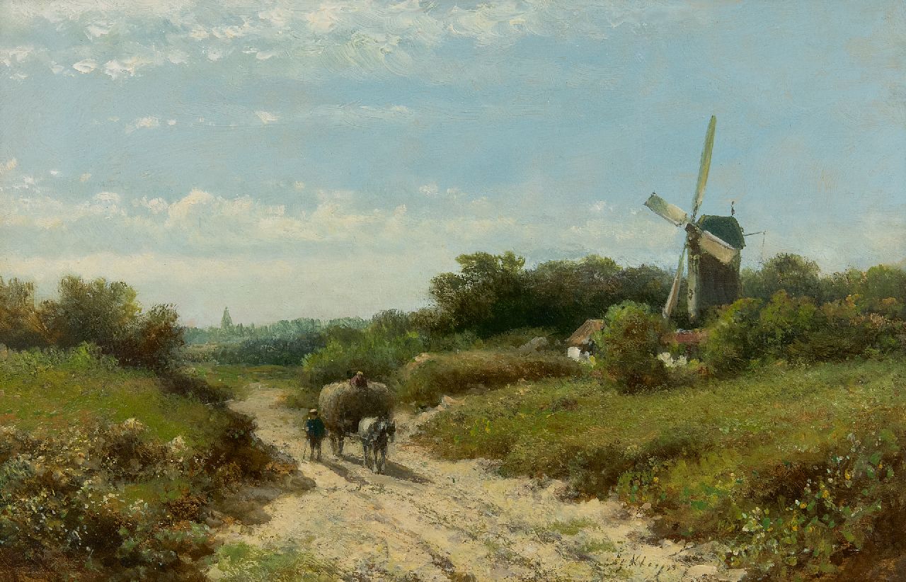 Kleijn L.J.  | Lodewijk Johannes Kleijn, Boerenvolk op weg naar huis, olieverf op paneel 21,0 x 30,5 cm, gesigneerd rechtsonder