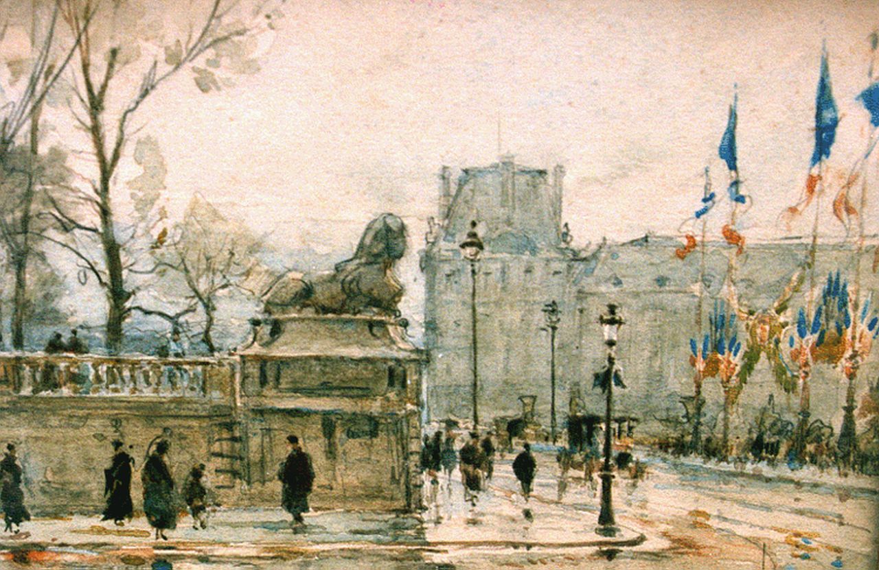 Leverd R.  | René Leverd, Le Pont Alexandre III te Parijs, gemengde techniek op papier 14,0 x 18,5 cm, gesigneerd rechtsonder
