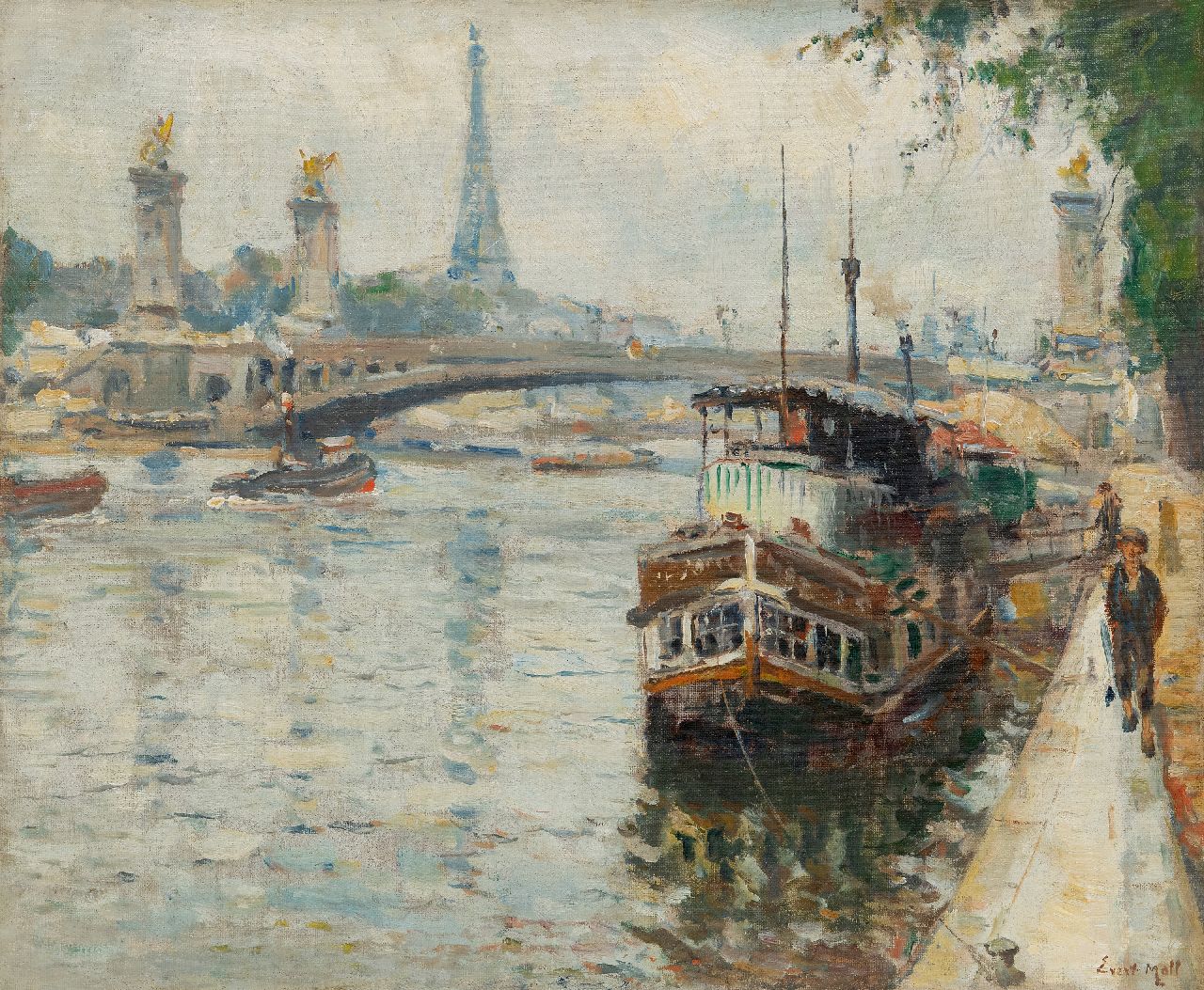 Moll E.  | Evert Moll | Schilderijen te koop aangeboden | De Seine bij de Pont Alexandre III in Parijs, olieverf op doek 50,4 x 60,6 cm, gesigneerd rechtsonder en te dateren ca. 1925