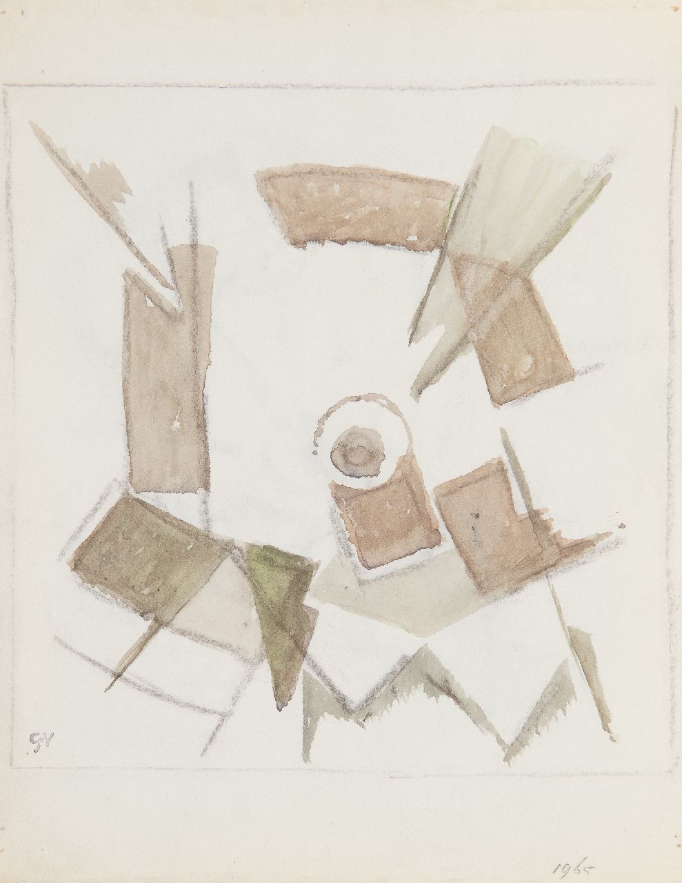 Geer van Velde | Zonder titel, krijt en aquarel op velijn, 21,0 x 20,0 cm, gesigneerd l.o. met naamstempel en gedateerd 1965