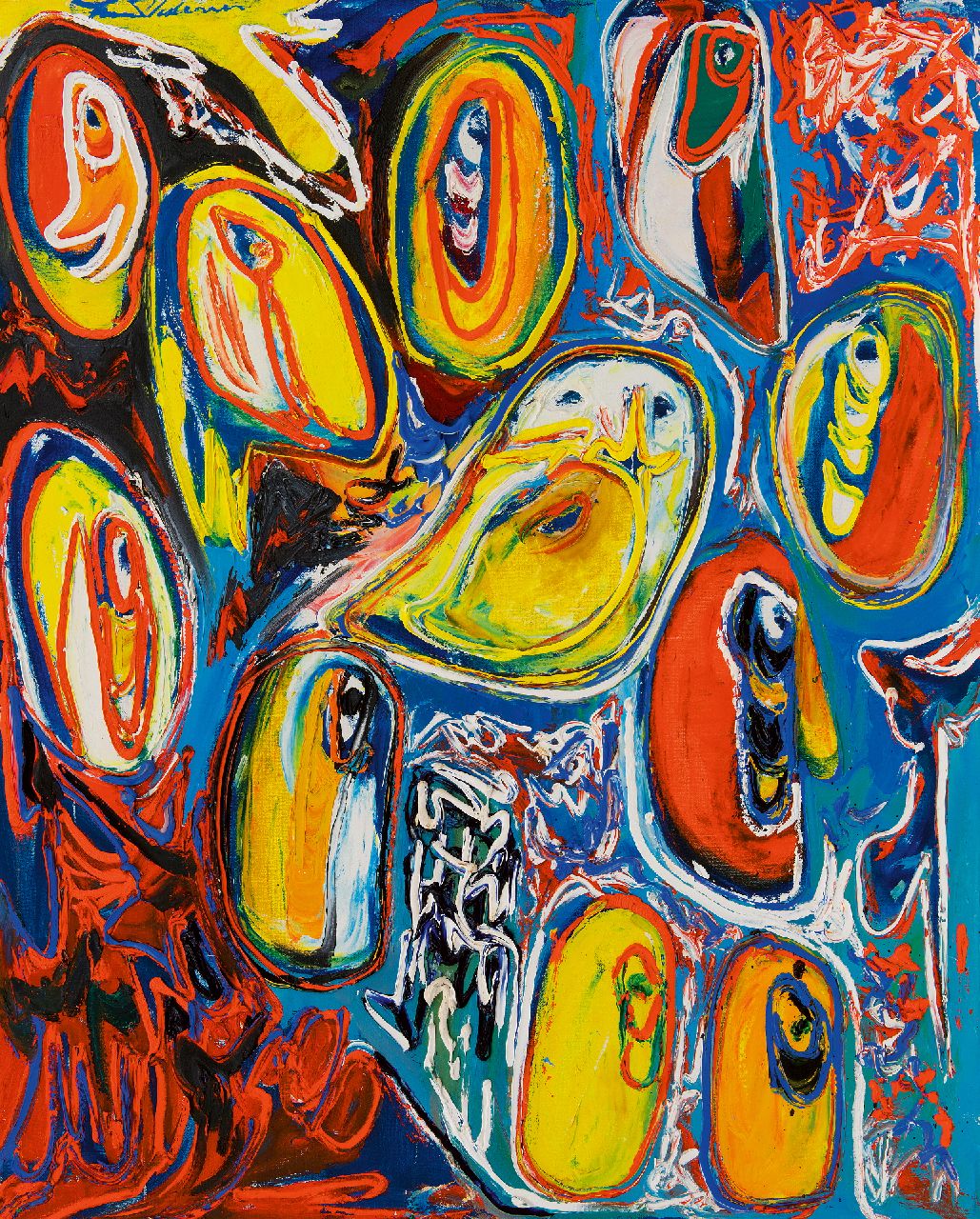 Pedersen F.  | Finn Pedersen | Schilderijen te koop aangeboden | Riddere i raelt univers (Ridders in het echte universum), olieverf op doek 100,1 x 81,3 cm, gesigneerd linksboven en verso gedateerd 2000