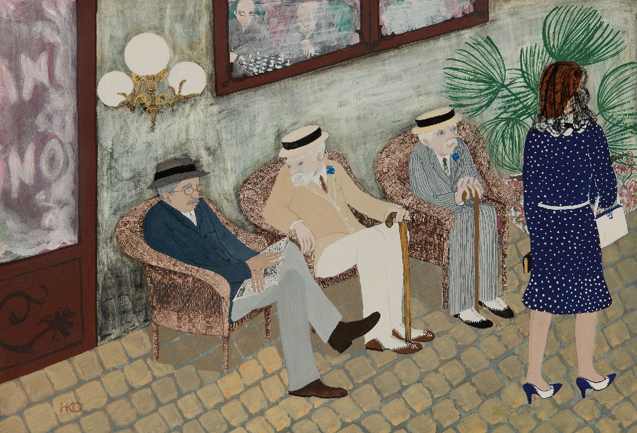 Kamerlingh Onnes H.H.  | 'Harm' Henrick Kamerlingh Onnes | Aquarellen en tekeningen te koop aangeboden | De lente is begonnen     (i.o.), gouache op papier 30,5 x 44,4 cm, gesigneerd linksonderdraagt monogram