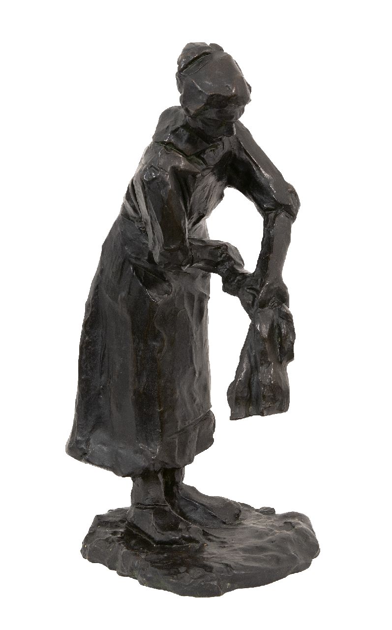Zijl L.  | Lambertus Zijl, Wasvrouw, brons 34,0 x 19,0 cm, gesigneerd op basis met initialen en gedateerd '20