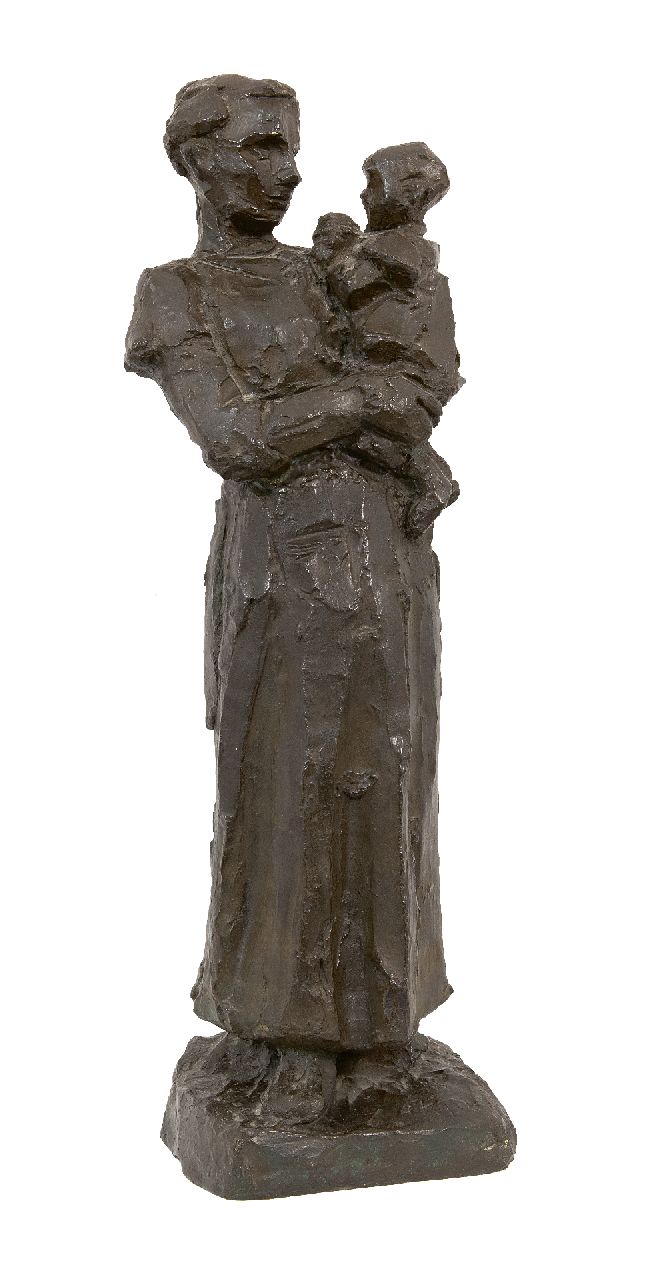 Zijl L.  | Lambertus Zijl | Beelden en objecten te koop aangeboden | Moeder met kind, brons 48,0 x 13,0 cm, gesigneerd op basis met initiaal en te dateren ca. 1916