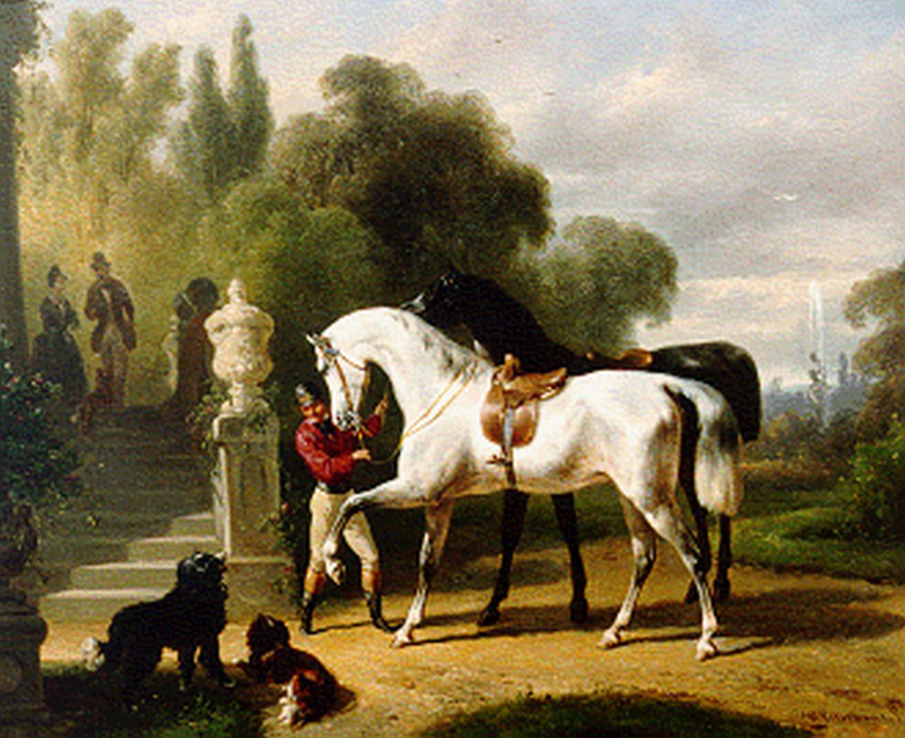Verschuur W.  | Wouterus Verschuur, Uit paardrijden, olieverf op paneel 23,3 x 28,3 cm, gesigneerd rechtsonder