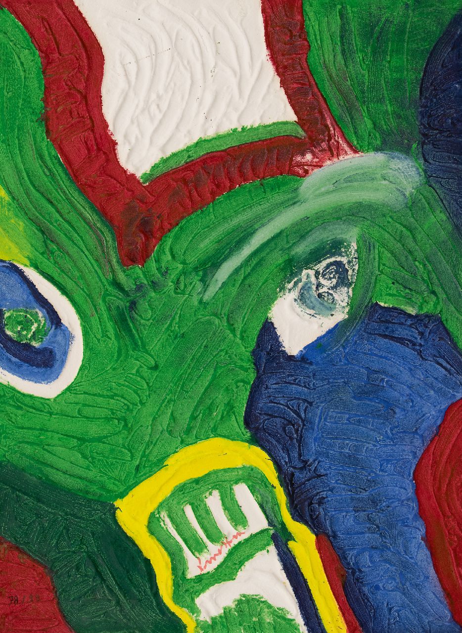 Bengt Lindström | Groen figuur, gemengde techniek op papier, 72,0 x 53,0 cm