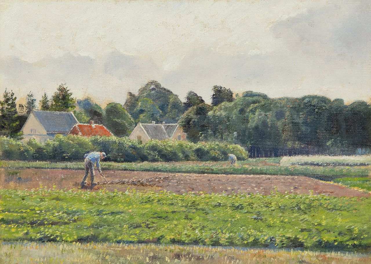 Stricker C.L.  | Charles Ludwig Stricker | Schilderijen te koop aangeboden | Landschap bij Ede, augustus 1918, olieverf op doek op board 25,1 x 34,5 cm