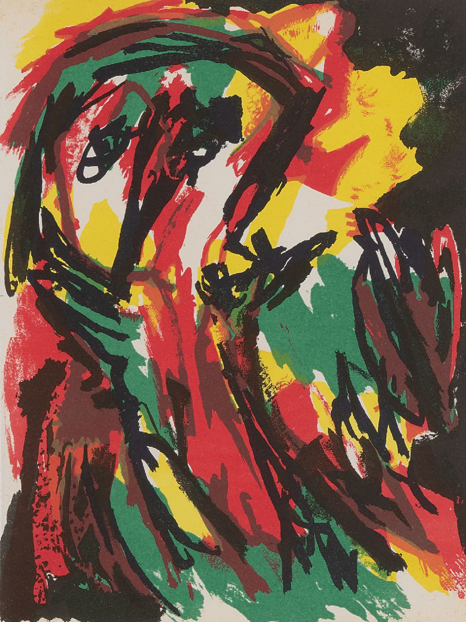 Appel C.K.  | Christiaan 'Karel' Appel | Grafiek te koop aangeboden | Abstracte persoon, litho 30,9 x 23,9 cm, te dateren 1961