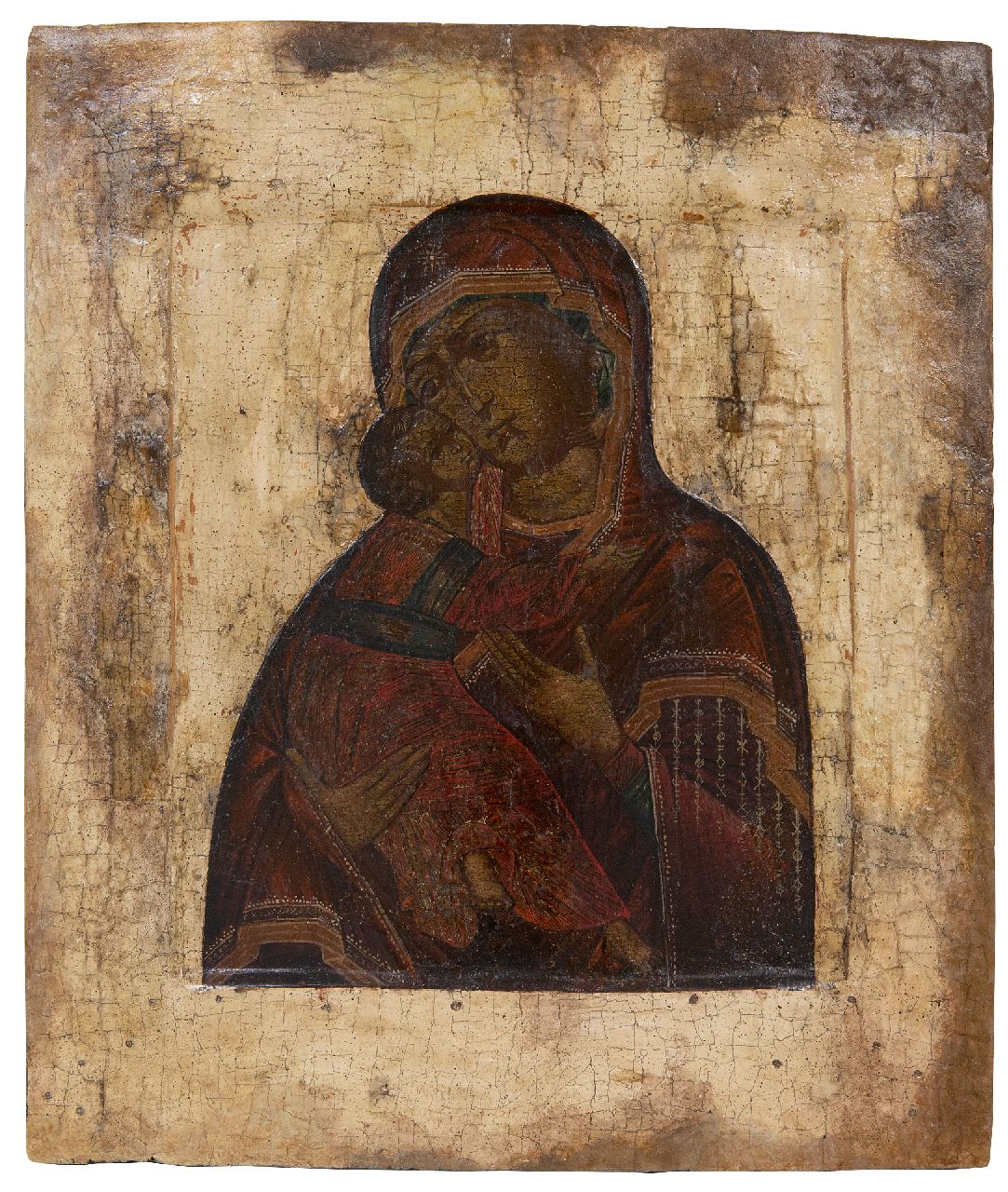 Ikoon | Ikoon | Beelden en objecten te koop aangeboden | Ikoon: Moeder Gods van Vladimir, hout 31,3 x 26,7 cm, 17e eeuw Ikoon | Ikoon | Beelden en objecten te koop aangeboden | Ikoon: Moeder Gods van Vladimir, hout 31,3 x 26,7 cm, 17e eeuw