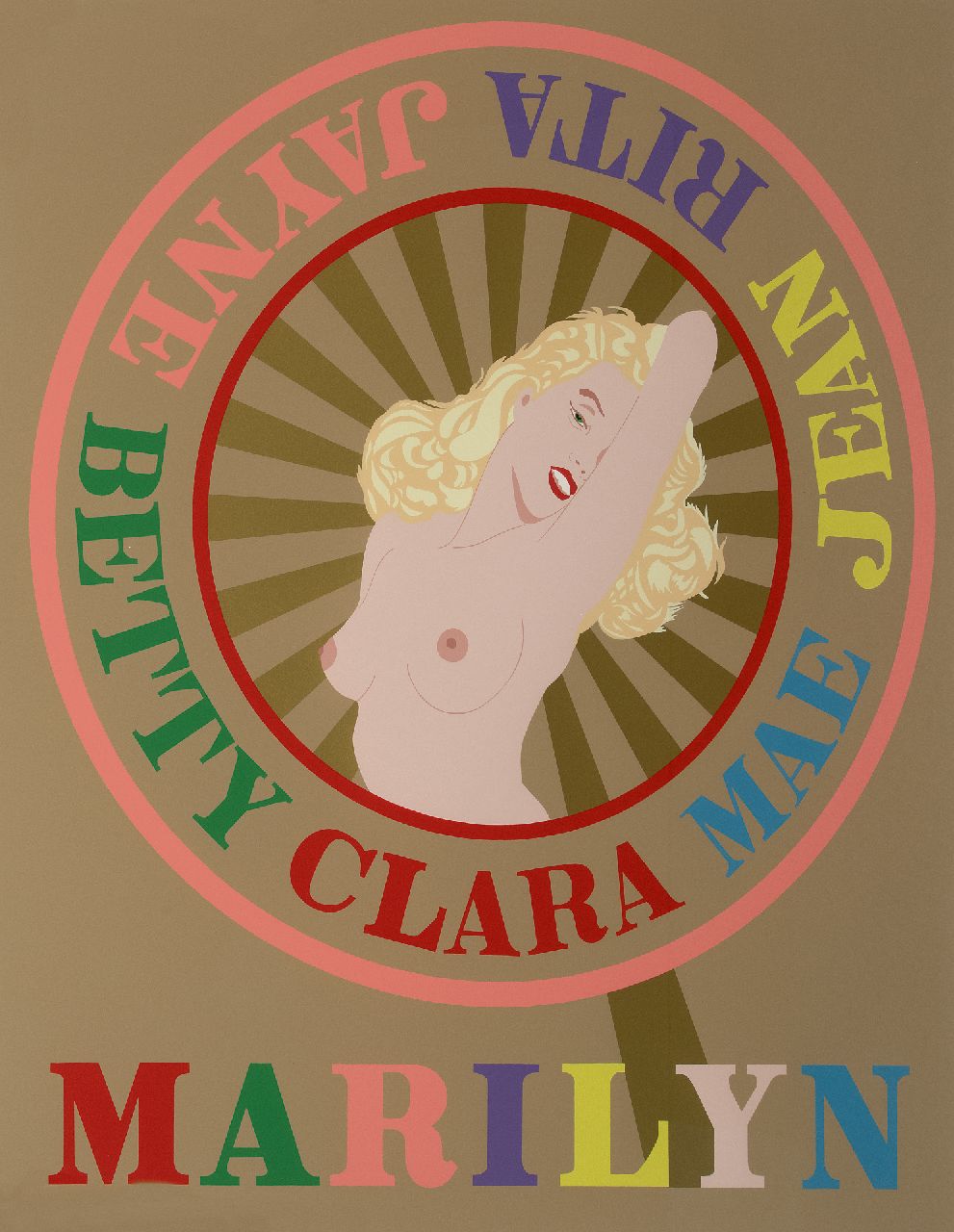 Robert Clark | Sunburst Marilyn (Homage to Marilyn Monroe), zeefdruk op papier, 85,0 x 71,5 cm, gesigneerd r.o. (in potlood) en gedateerd 2001 (in potlood)