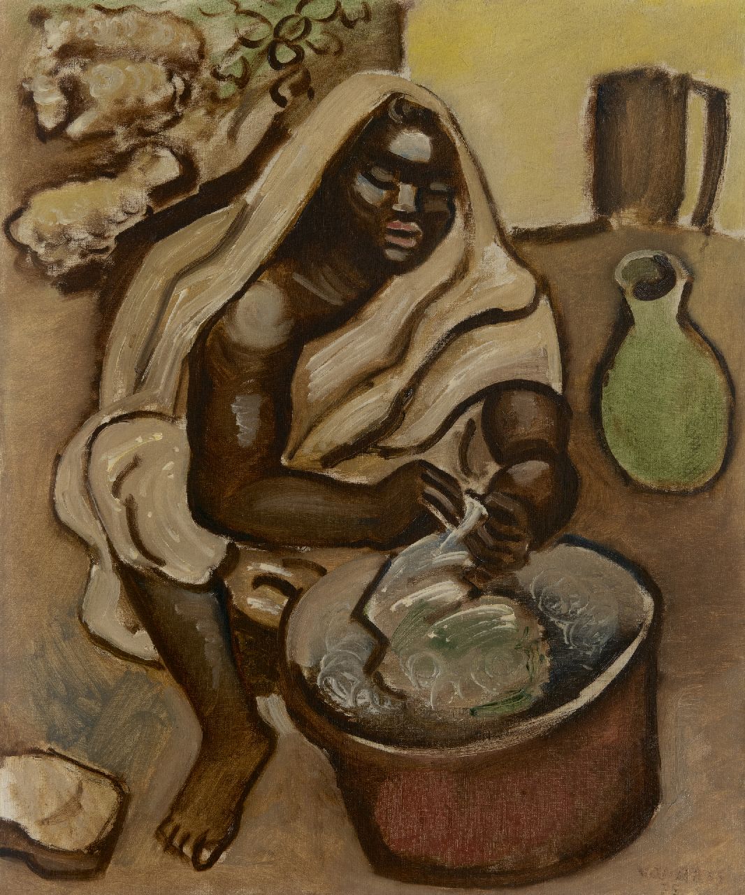 Rees O. van | Otto van Rees | Schilderijen te koop aangeboden | Noord-Afrikaanse vrouw, olieverf op doek 65,7 x 54,5 cm, gesigneerd rechtsonder en gedateerd '35