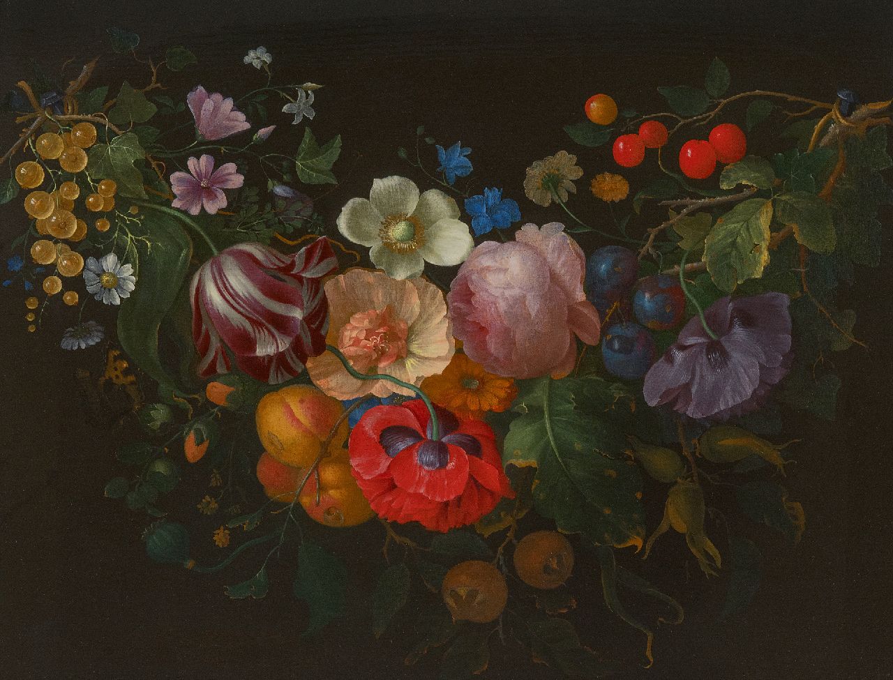 Gallis P.  | Pieter Gallis | Schilderijen te koop aangeboden | Bloemguirlande, olieverf op paneel 35,3 x 43,8 cm, te dateren ca. 1685