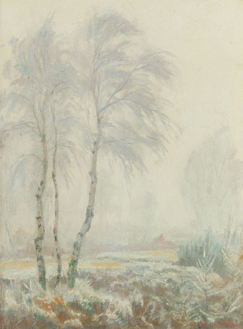 Meijer J.  | Johannes 'Johan' Meijer | Schilderijen te koop aangeboden | Rijp en mist, olieverf op doek 38,5 x 28,8 cm, gesigneerd rechtsonder