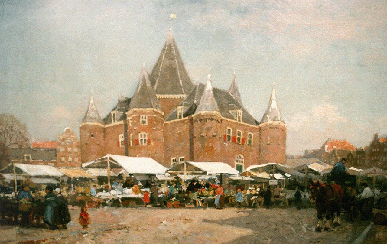 Vreedenburgh C.  | Cornelis Vreedenburgh, Gezicht op Amsterdam bij de Waag, olieverf op doek 51,0 x 75,3 cm, gesigneerd linksonder en gedateerd 1920