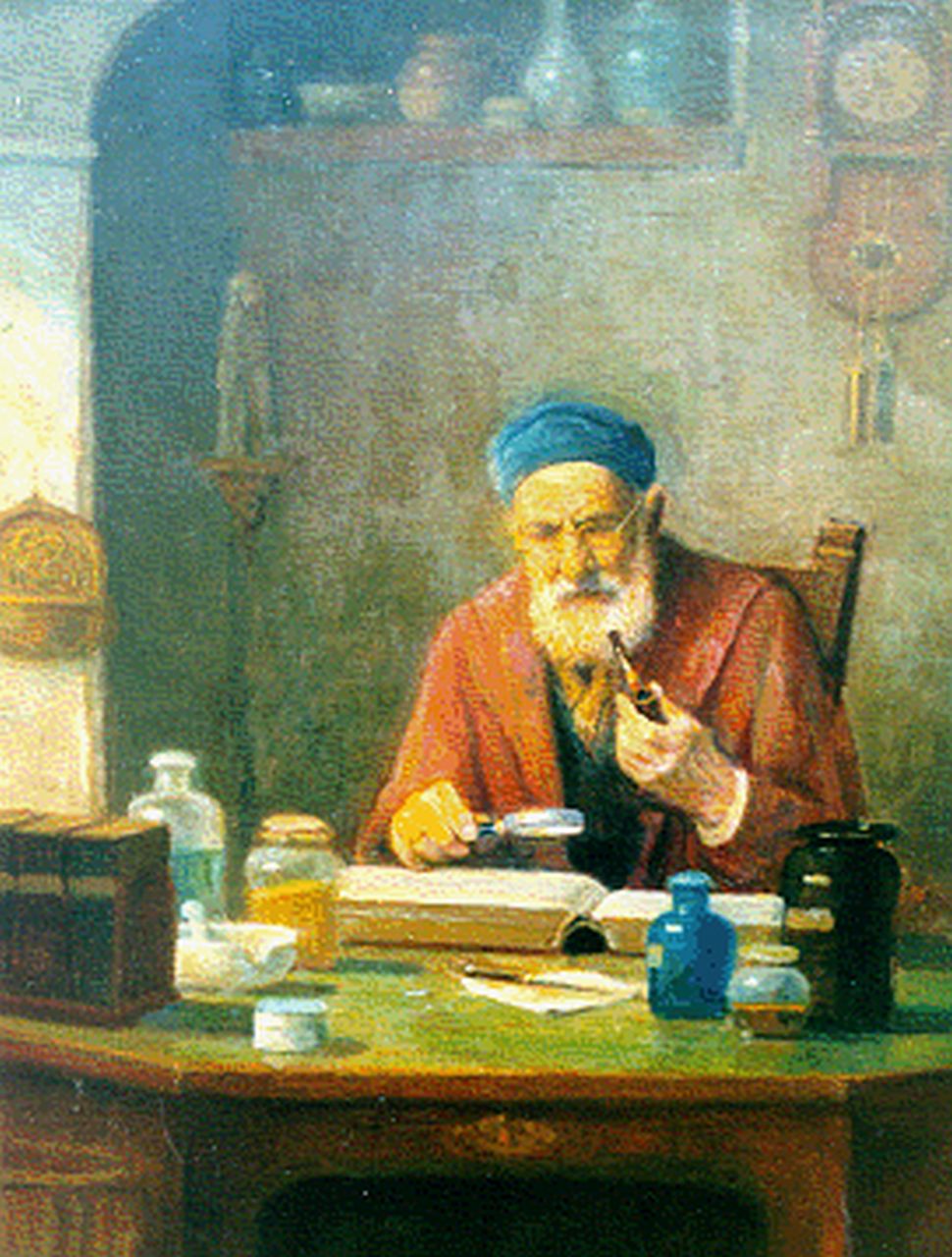 Nieuwenhoven W. van | Willem van Nieuwenhoven, De apotheker, olieverf op doek 40,3 x 30,8 cm, gesigneerd linksboven