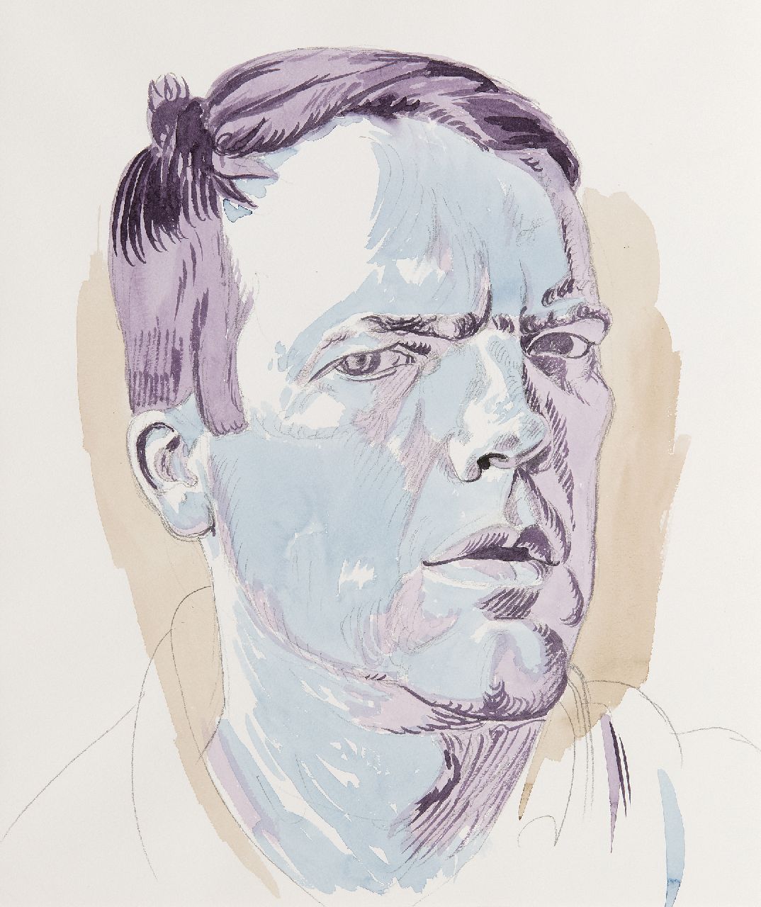 Philip Akkerman | Zelfportret, potlood en aquarel op papier, 37,8 x 32,0 cm, gesigneerd verso en verso gedateerd 2001