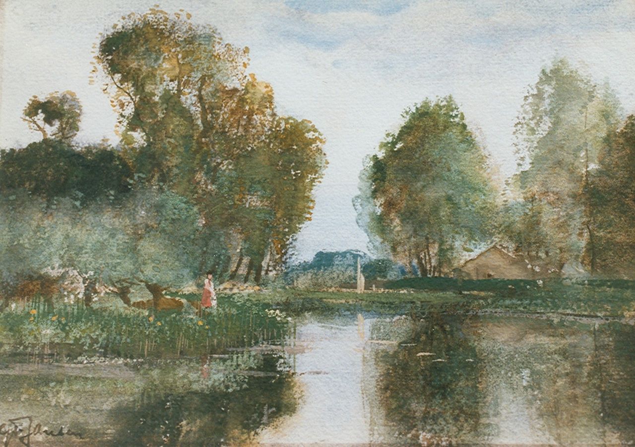 Jansen W.G.F.  | 'Willem' George Frederik Jansen, Poldervaart, aquarel op papier 17,5 x 25,0 cm, gesigneerd linksonder