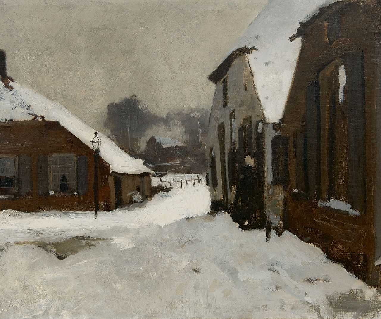 Witsen W.A.  | 'Willem' Arnold Witsen | Schilderijen te koop aangeboden | Winter in Ede, de Driehoek, olieverf op doek 55,2 x 66,5 cm, te dateren ca. 1895-1902